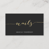 Black gold elegant faux glitter stylish nail salon business card | Zazzle