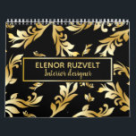 Black gold elegant floral damask Luxe design Calendar<br><div class="desc">Elegant and modern design in black and gold. These damask design makes perfect original and luxe look. You are welcome to visit my store for more beautiful products and designs.</div>
