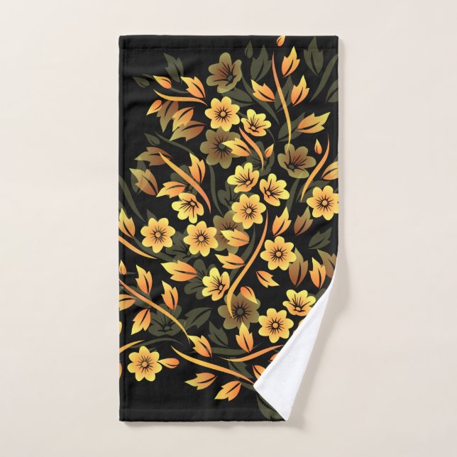 Black Gold Elegant Floral Hand Towel (Hand Towel)