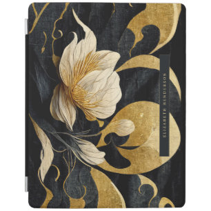 Black & Gold Elegant Floral   Monogram  iPad Smart Cover