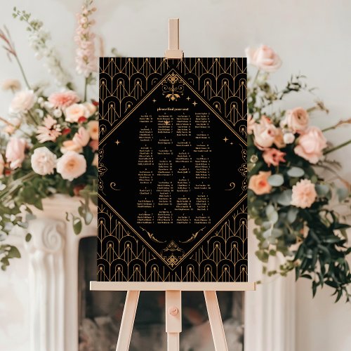 Black Gold Elegant Geometric Art Deco Wedding  Foam Board