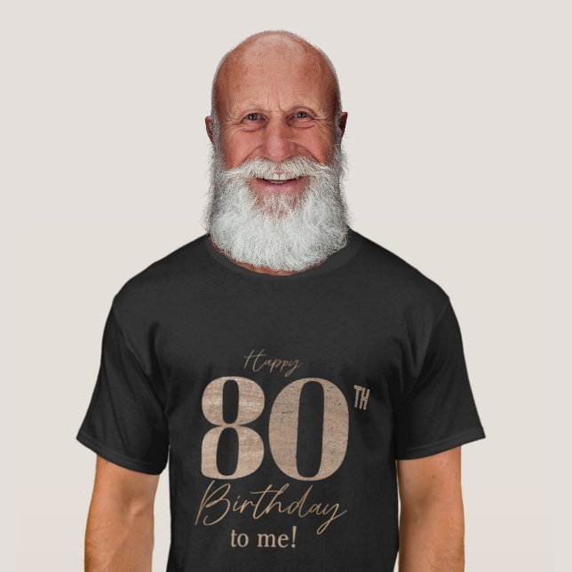 Black & Gold Elegant Glitter 80th Photo Birthday  T-Shirt (Creator Uploaded)