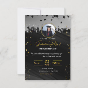 Black & Gold Elegant Graduation Party Invitation