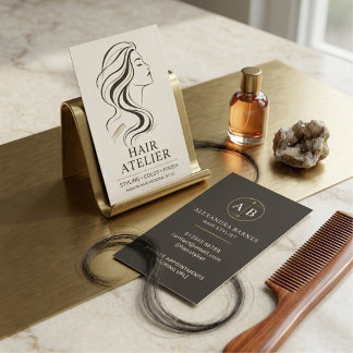 Black Gold Elegant Hair Stylist Business Card