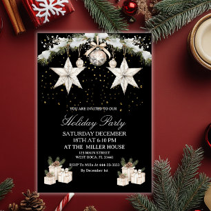 Black & Gold Elegant Holiday Invitation