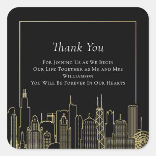Black Gold Elegant Las Vegas Destination Wedding Square Sticker