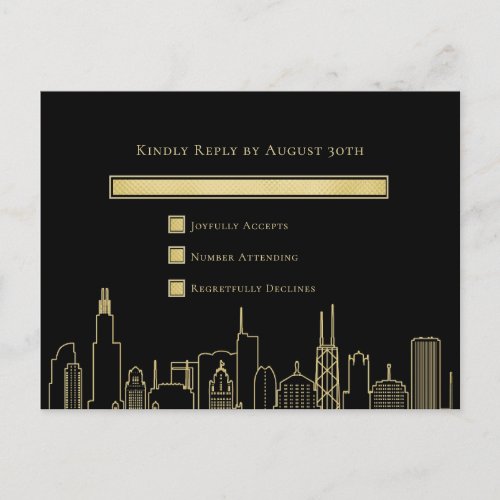 Black Gold Elegant Las Vegas Wedding RSVP Card