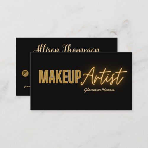 Black Gold Elegant Makeup Artist   Business Cards