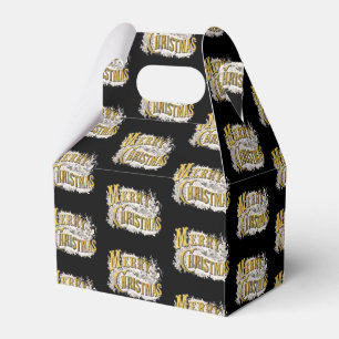 Black Gold Elegant Merry Christmas Rustic Vintage Favor Boxes