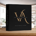 Black Gold Elegant Modern Monogram Custom Business 3 Ring Binder<br><div class="desc">Black Gold Elegant Modern Monogram Custom Business 3 ring binder. A luxurious design featuring a gold double monogram/initials overlayed with your name. Use it for school,  home or office and to keep your photos or memorable keepsakes. Comes in elegant colors and makes a wonderful customized gift.</div>