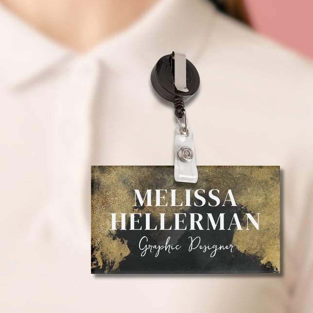 Black Gold Elegant Modern Name Tag (Black Gold Elegant Modern Name Tag)