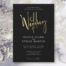 Black Gold Elegant Modern Simple Invitation