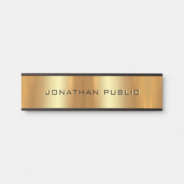 Black & Gold Elegant Modern Template Glamorous Door Sign (Front)