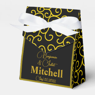 Black Gold Elegant Modern Wedding Reception Favor Boxes