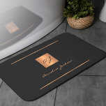 Black Gold Elegant Monogrammed Name Modern Bath Mat at Zazzle