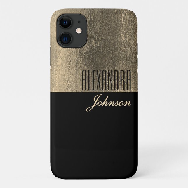 Black Gold Elegant Name iPhone Case (Back)
