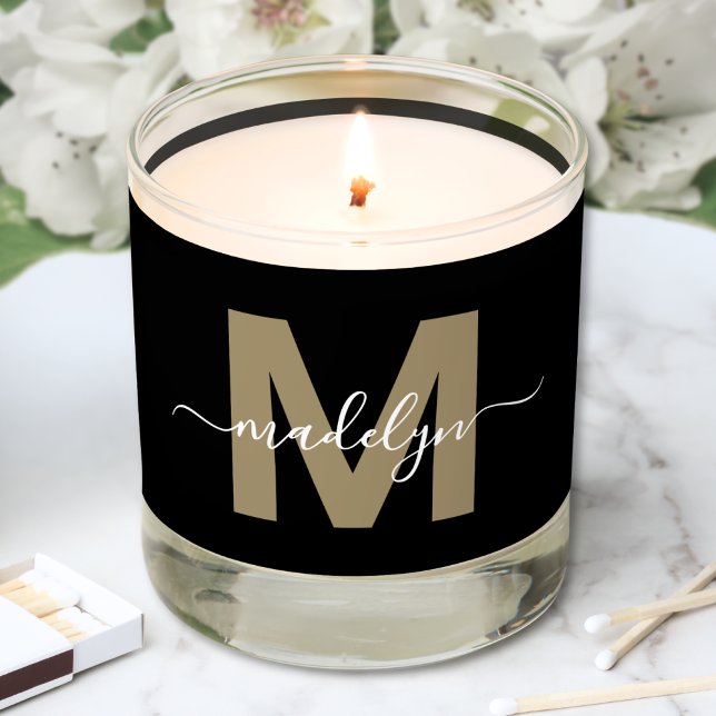 Black Gold Elegant Name Monogram Scented Candle (Black Gold Elegant Name Monogram Scented Candle)