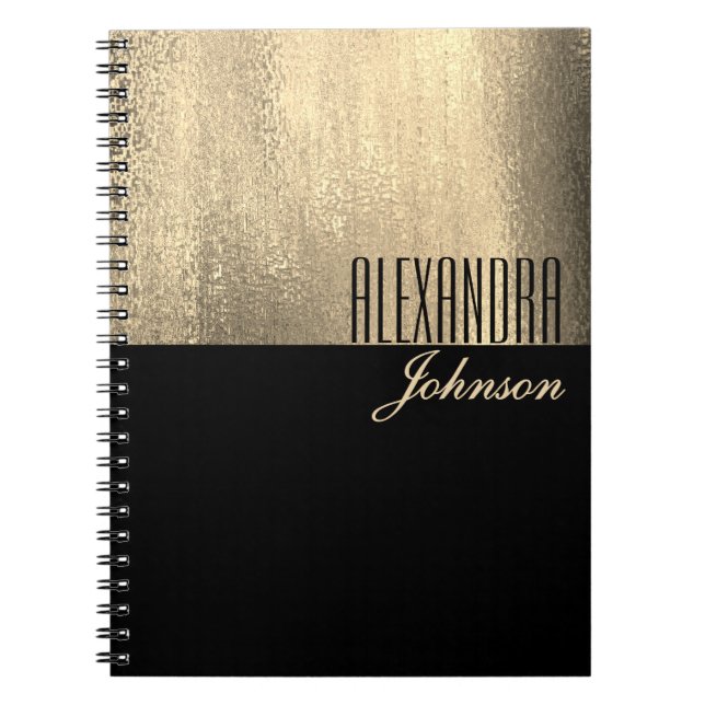 Black Gold Elegant Name Notebook Journal (Front)