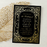 Black Gold elegant ornate romantic vintage wedding Foil Invitation<br><div class="desc">Elegant vintage ornate frame design in real foil gold color on color editable black background,  romantic and sophisticated,  great for vintage wedding,   romantic formal wedding,  and luxury winter wedding. 
See all the matching pieces in the collection.</div>