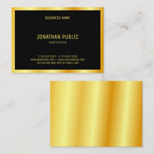 Black Gold Elegant Personalized Template Modern Business Card (Front/Back)