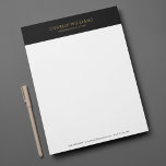 Black Gold Elegant Professional Custom Letterhead<br><div class="desc">Elegant black and gold color block professional letterhead template for an after-job interview thank you letter; personalized with your name and contact information at the bottom. Pre-fill it online or handwrite it and send a physical note to your interviewer that will set you apart from the competition by showing gratitude...</div>