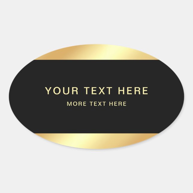 Black Gold Elegant Professional Modern Template Oval Sticker (Front)