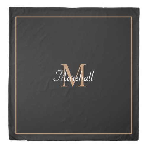 Black Gold Elegant Script Monogrammed Duvet Cover