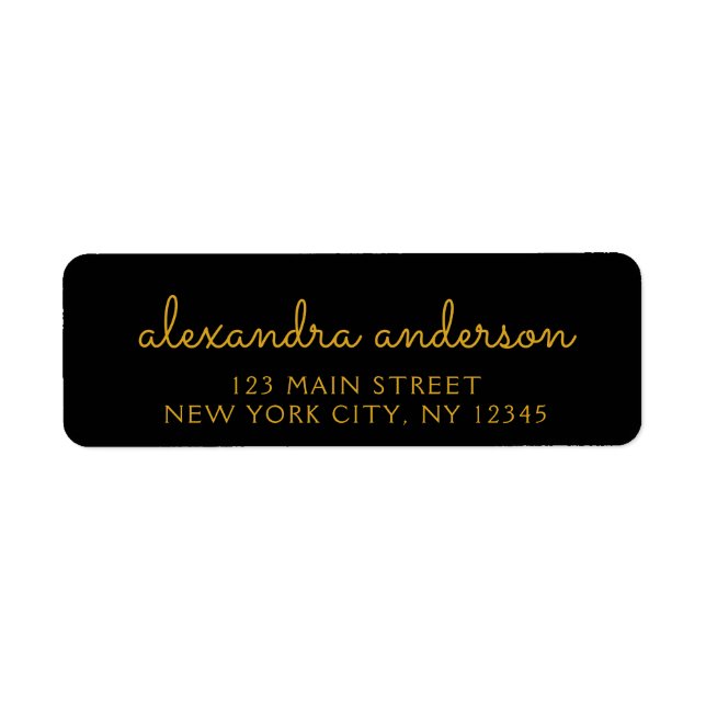 Black Gold Elegant Script Typography Wedding Event Label (Front)
