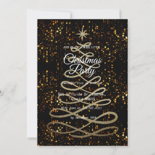 Black Gold Elegant Simple Modern Christmas Party Invitation