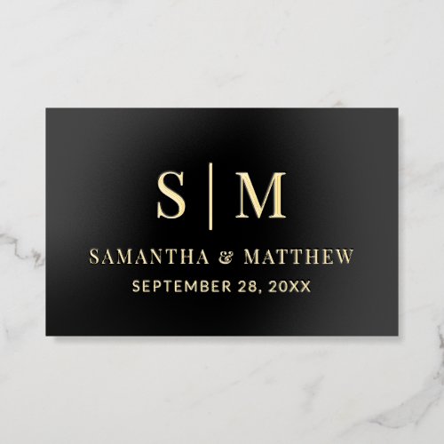 Black &amp; Gold Elegant Simple Wedding Note Card