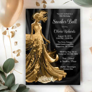Black Gold Elegant Sneaker Ball Invitation