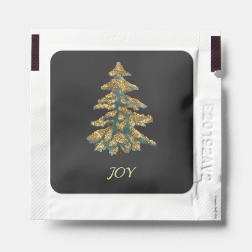 Black Gold Elegant Sparkling Christmas Tree  Joy Hand Sanitizer Packet
