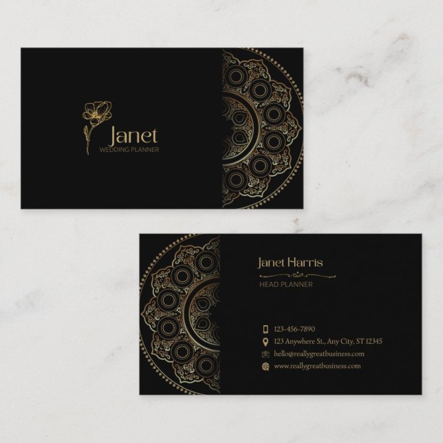Black Gold Elegant Stylish Business Card (Front/Back)
