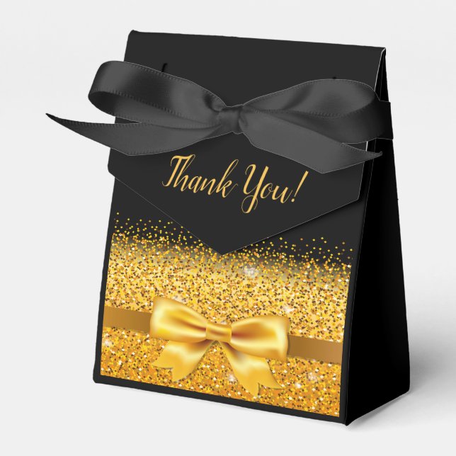 Black gold elegant Thank You Favor Boxes (Front Side)