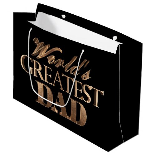 Black Gold Elegant Typography Worlds Greatest Dad Large Gift Bag