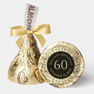 Black Gold Elegant Vintage Floral 60th Birthday Hershey®'s Kisses®