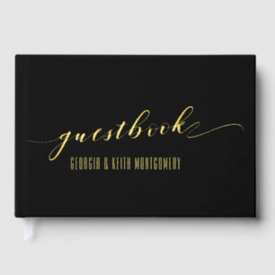Black & Gold Elegant Wedding Foil Guest Book