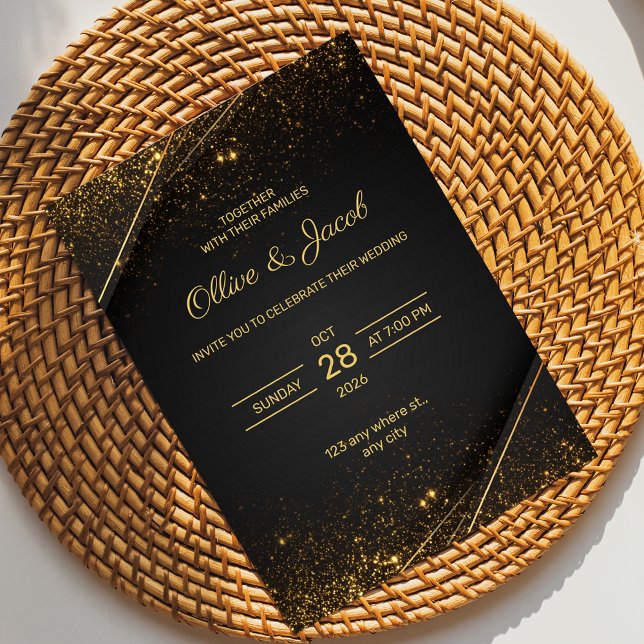 Black & Gold Elegant Wedding Invitation (Creator Uploaded)