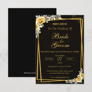 Black & Gold Elegant Wedding Invitation