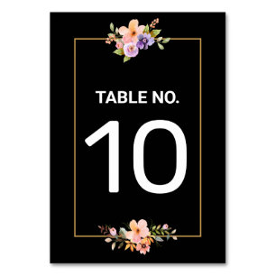 Black Gold Elegant Wedding Table Number Card