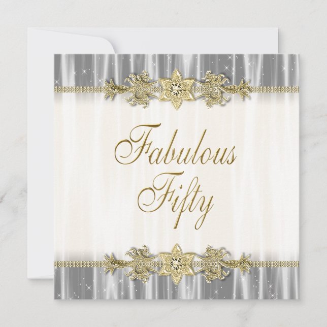 Black Gold Elegant Womans 50th Birthday Party Invitation (Front)