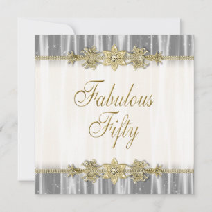 Black Gold Elegant Womans 50th Birthday Party Invitation