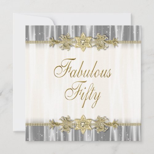Black Gold Elegant Womans 50th Birthday Party Custom Invitations