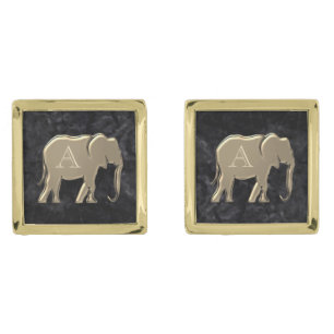 Black Gold Elephant Monogram Cufflinks