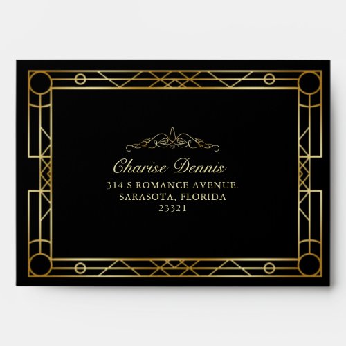 Black Gold Embellishment Decorative Frame Envelope