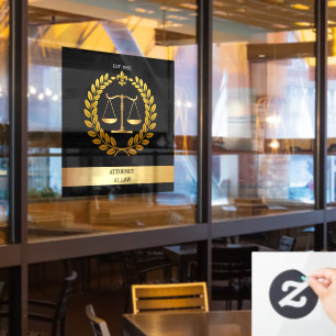 Black&Gold emblem  Scales of Justice lawyer Window Cling