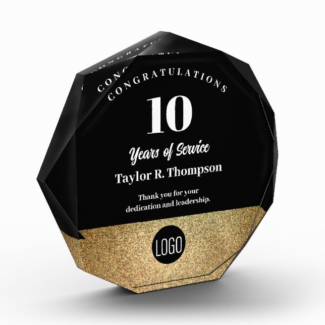 Black Gold Employee 10 years of service Award logo (Left)