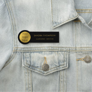 Black & Gold Employee Name Business Logo Tag