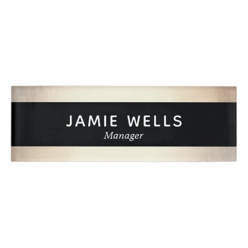 Black Gold Employee Staff Magnetic Name Tag Badge