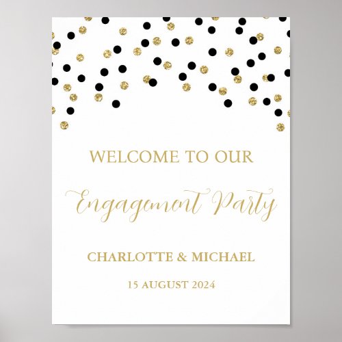Black Gold Engagement Party 85x11 Poster